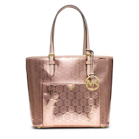 michael kors rose gold purse with mk logo|Michael Kors gold purse large.